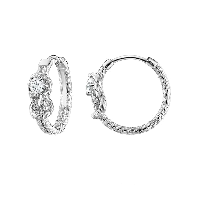 925 Sterling Silver Hoop Earrings With Knot For Women