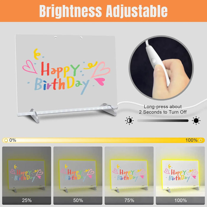 Colourful Led Dry Erase Board 13.7X10 4 Modes Adapter & Chain