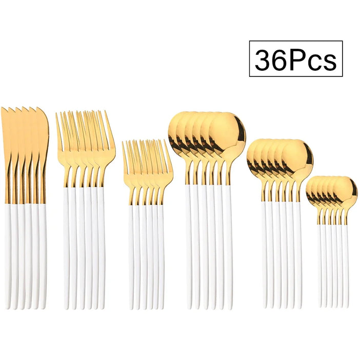 36 Piece Stainless Steel Flatware Set For Elegant Dining