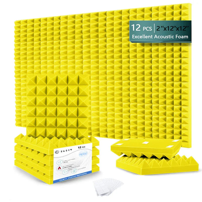 12 Pieces Acoustic Sound Proof Foam Panels For Wall Decor Door Ceiling Isolation