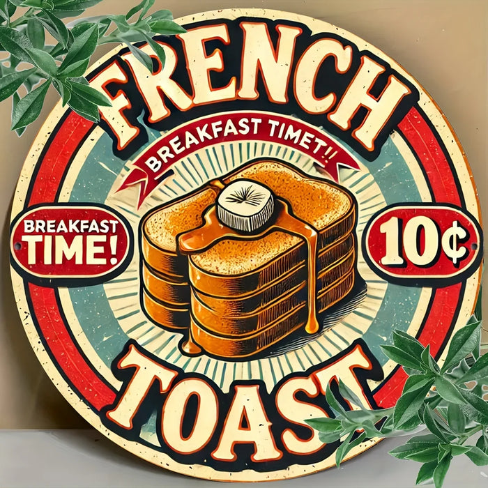 French Breakfast Time Tin Sign 8X8 Inch Inch Retro Wall Art Waterproof