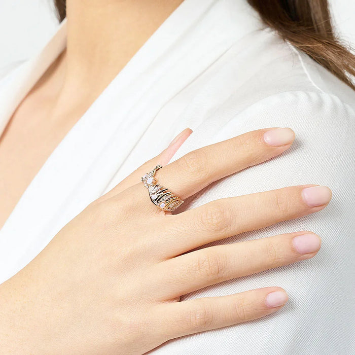 925 Sterling Silver Romantic Gift Rose Gold Phoenix Wing Ring