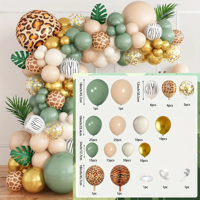 121Pcs Jungle Themed Birthday Party Balloon Wreath Set Forest Animal Balloons Birthday Baby Shower Decoration Party Decoration