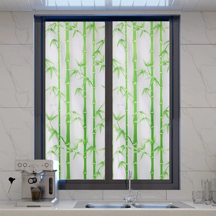 Frosted Bamboo Window Film - No Glue Removable Privacy & Decorative - Office & Home