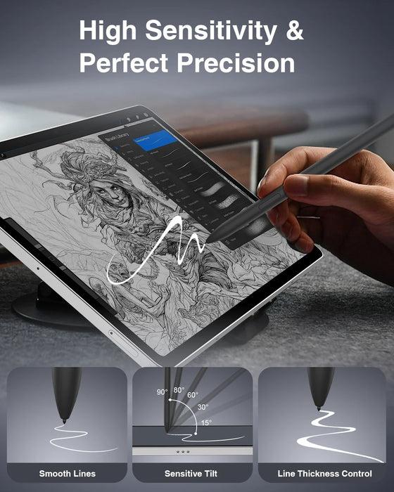 For Samsung Galaxy Tab S10 Fe / S9 Fe Series Stylus Pen With Eraser & 5 Replacement Nibs Precise Writing Palm Rejection