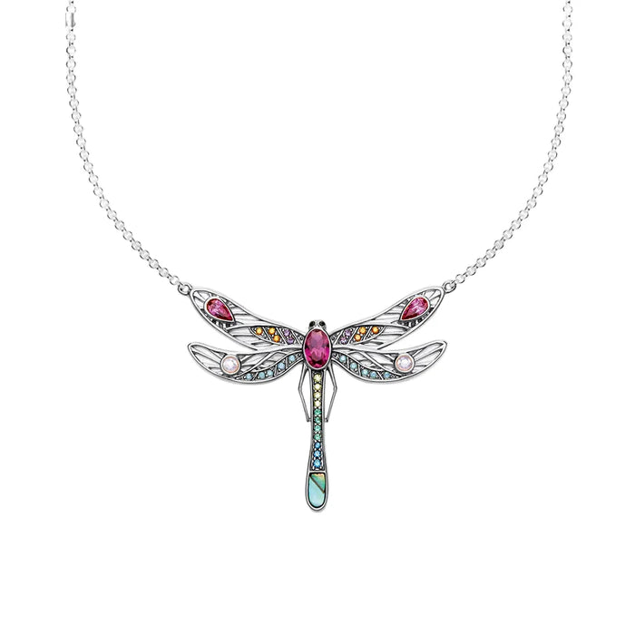 925 Sterling Silver Bohemian Dragonfly Necklace Playful Design For Women