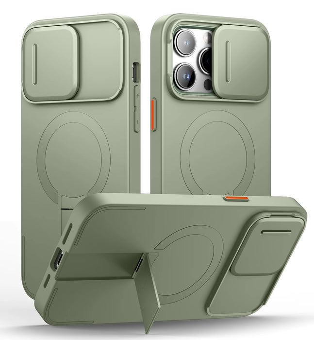 For Iphone 14 Pro Max Magsafe Shockproof Bumper Slim Protective Case With Magnetic Camera Slide And Kickstand