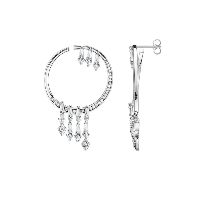 925 Sterling Silver Sun Hoop Earrings For Women & Glamorous