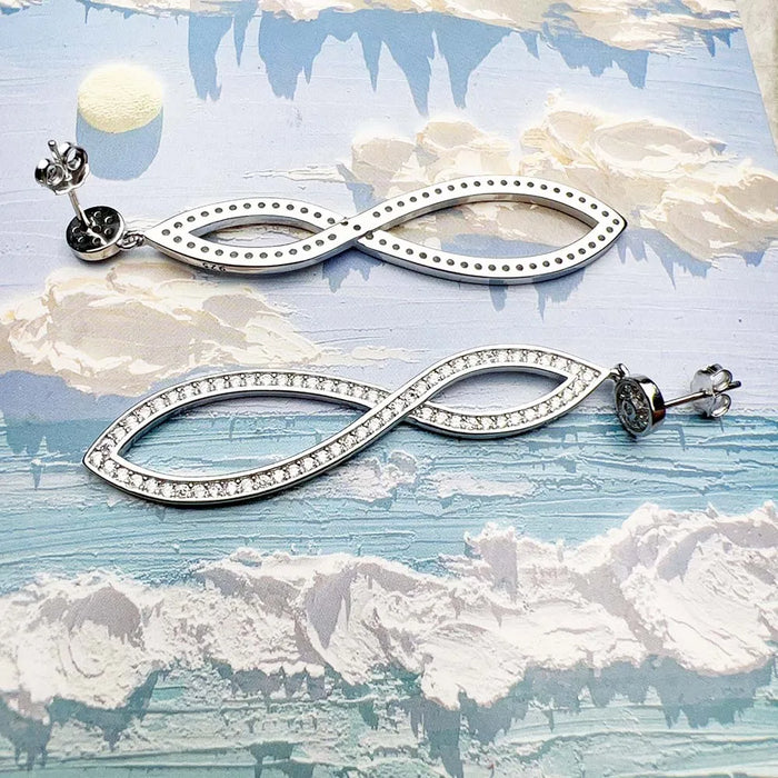 925 Sterling Silver Elegant White Stone Drop Earrings Jewelry For Women