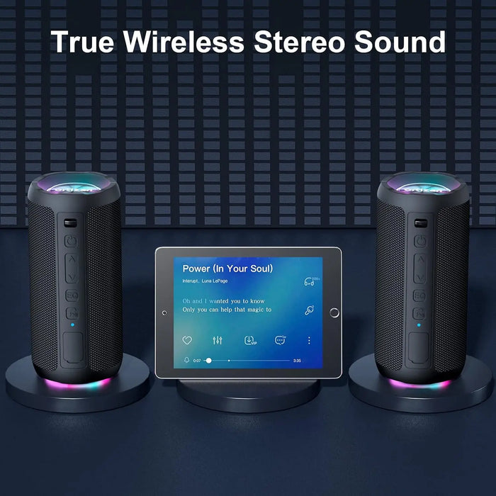 Portable Bluetooth Speaker 24W Ipx7 Waterproof Hifi Stereo 30H Playtime