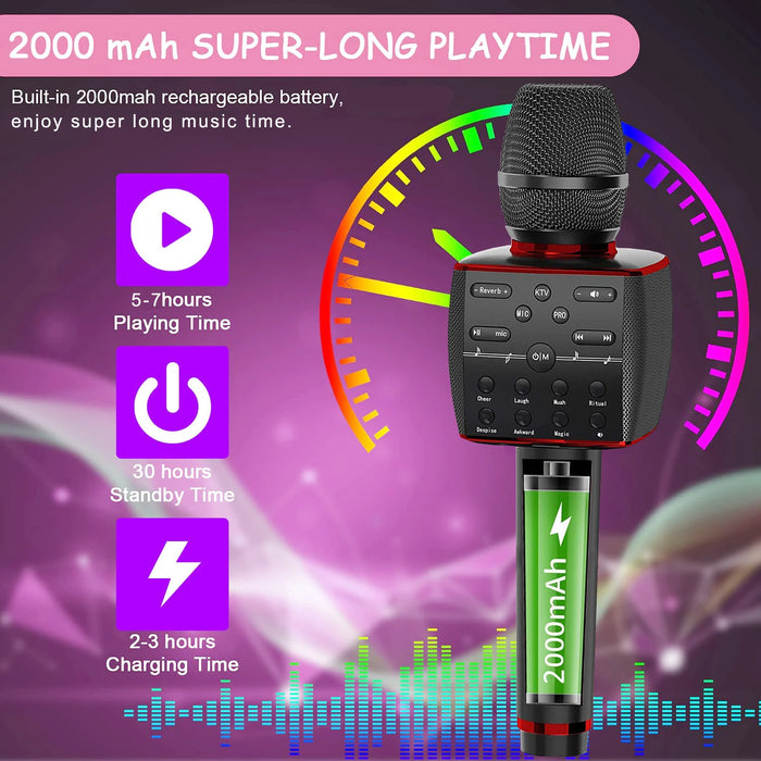 Portable Wireless Karaoke Mic For Bluetooth Phone / Tv / Speaker Professional Dynamic Singing Machine