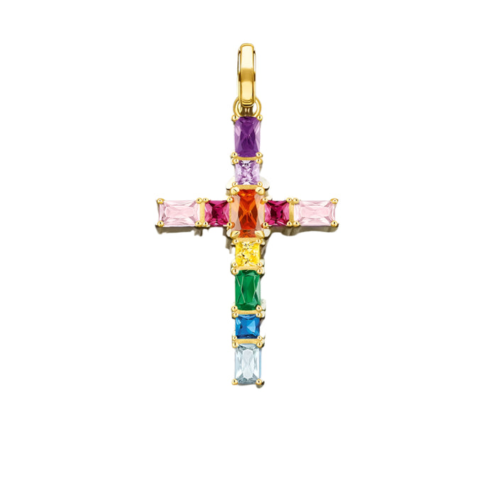 925 Sterling Silver Gold Plated Pendant With Colourful Stones Faith Gift For Women