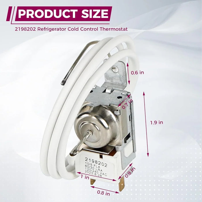 2198202 Refrigerator Cold Control Thermostat Compatible For Whirl-Pool 2161284 2198201 Ps11739232 Ap6006166 Wp2198202