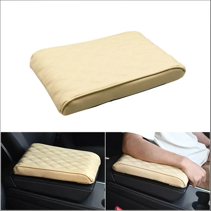 Wave Embroider Car Armrest Mat Pu Leather Protection Cushion