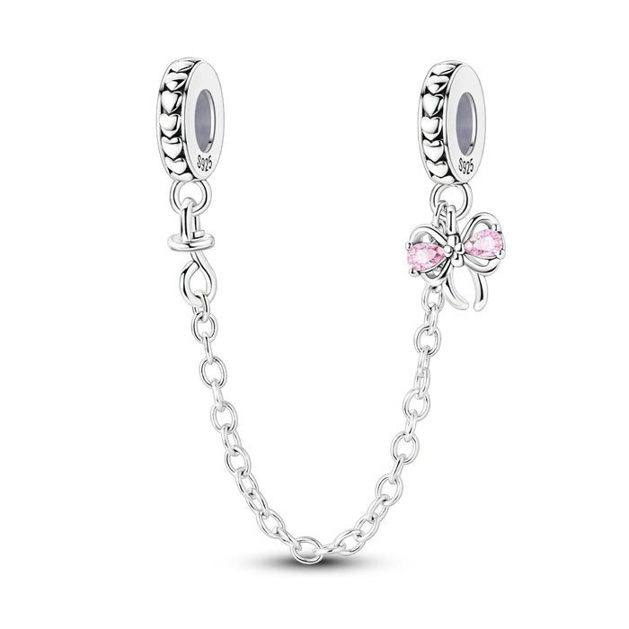 925 Sterling Silver Love Bow Safety Beads Fits Bracelet / Necklace Diy Gift For Women