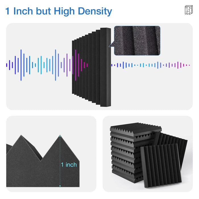 12 Pack Self Adhesive Acoustic Panels 1X12X12 Inchs Soundproof High Density