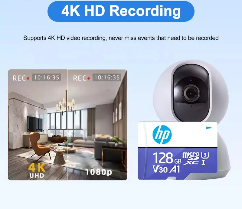 HP High Speed 256gb Memory Card 128gb Camera / Phone / Recorder Tf Storage Class10 A1 U3 4k