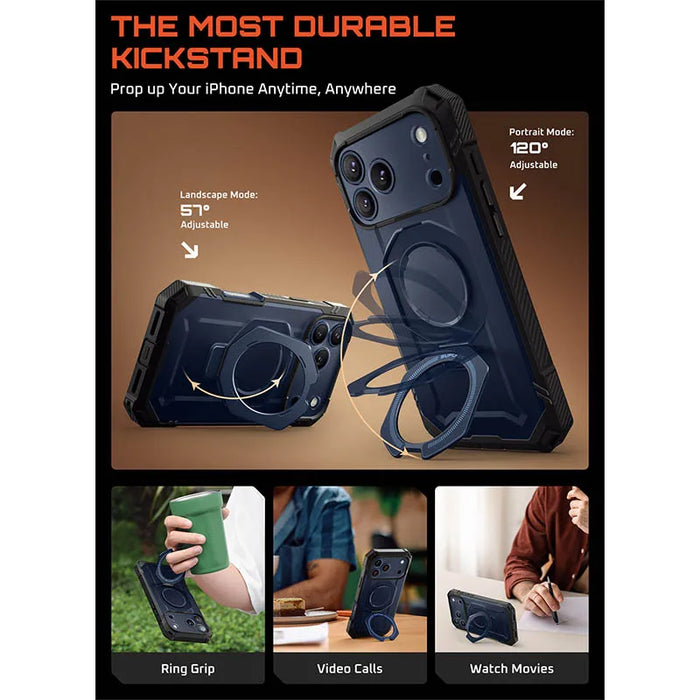 For Iphone 17 Pro Ub Grip Pro Heavy Duty Rugged Magnetic Phone Case With Built-In Tempered Glass Screen Protector