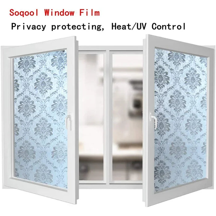Decorative Privacy Film For Home / Bathroom Glass - Static Cling Vinyl - Removable & Reusable