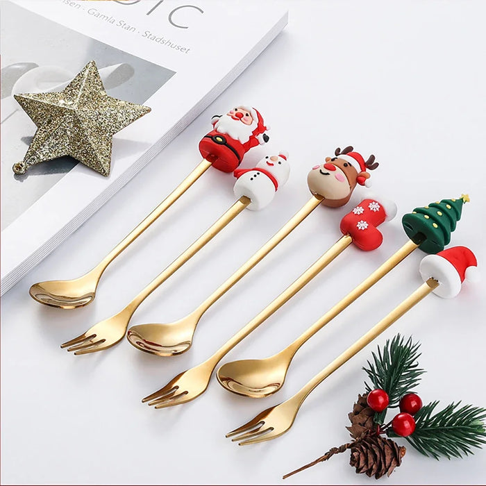 Christmas Cutlery Set With Elk Design 6 Piece
