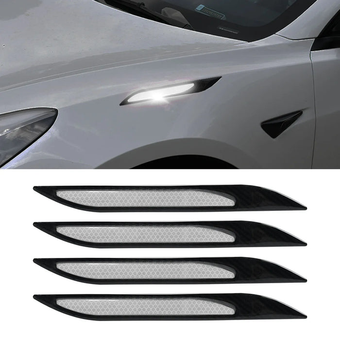 4Pcs Car Reflective Strips Carbon Fiber Bumper Protector Auto Safety Warning Sticker Anti-Scratch Tape Auto Styling