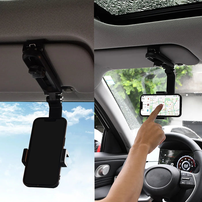 Universal Car Sun Visor Phone Holder 1080 Degree Rotatable & Retractable