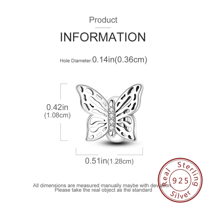 925 Sterling Silver Butterfly Charms Fits Bracelets Diy Jewelry For Women