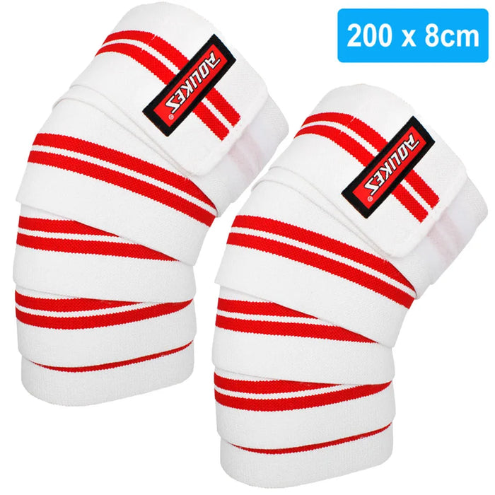 2 Pack Flexible Knee Wraps For Weightlifting Support For Squats Leg Press & Cross Training