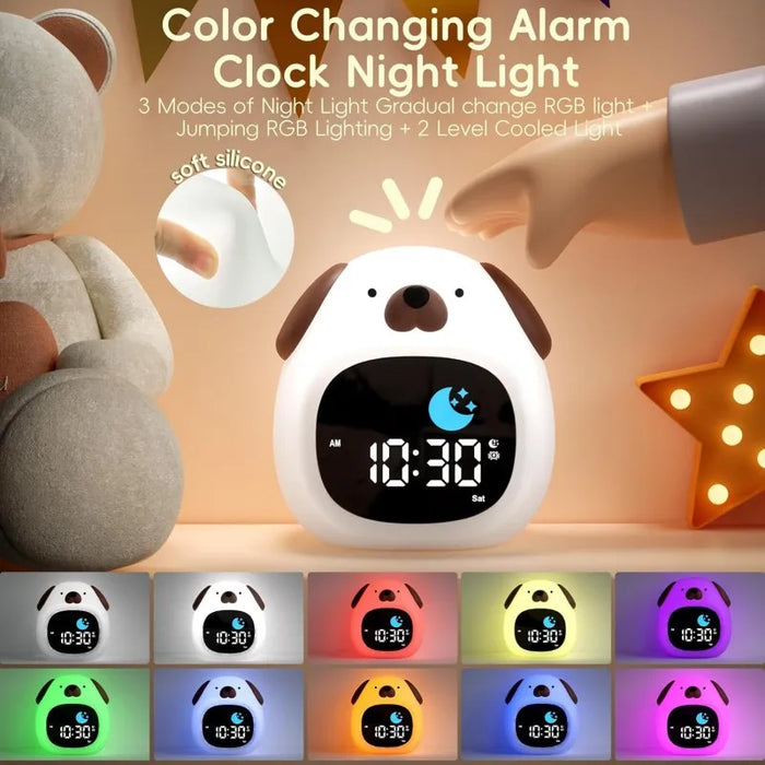 Puppy Shaped Kids' Sleep Training Clock With Night Light