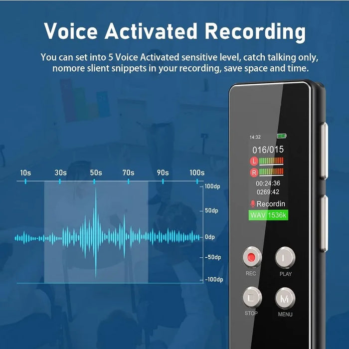 64Gb Voice Recorder With Playback Noise Reduction Password Protection
