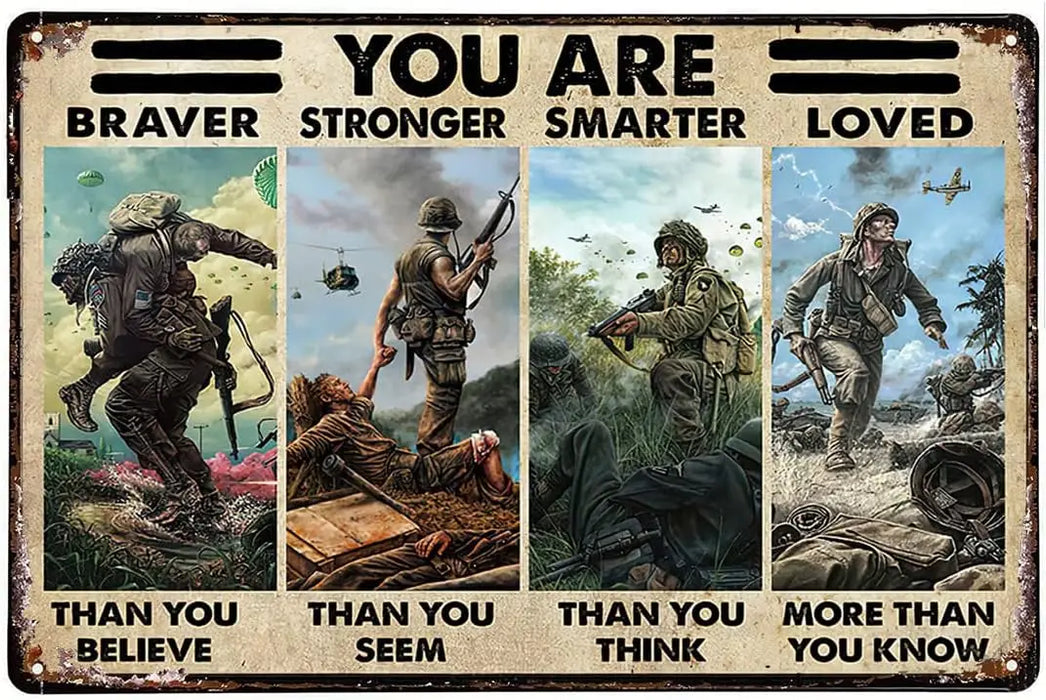 Brave Veteran Tin Sign Army Soldier Gift