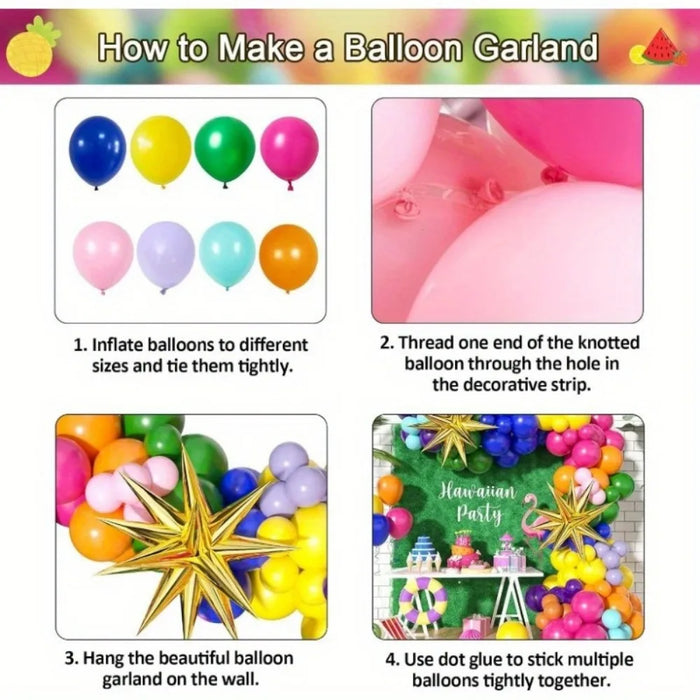 140 Pcs Blue Summer Party Balloon Kit With Aluminum Film Of Exploding Star For Birthdays Anniversaries Graduations