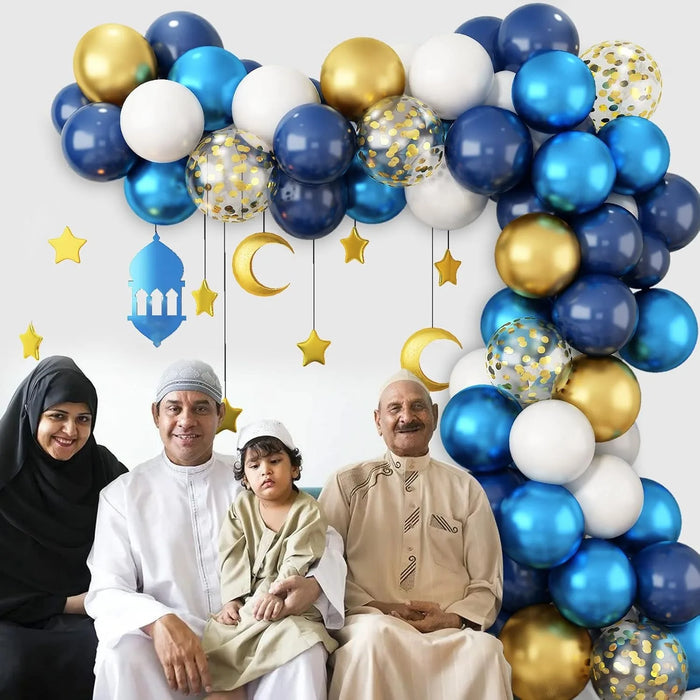 65Pcs Blue Balloon Garland Arch Set Suitable For Birthday Parties Anniversary Celebrations Ramadan And Other Festive Decorations