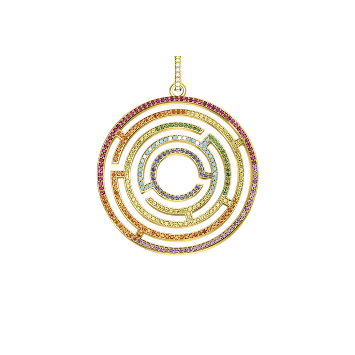 925 Sterling Silver Autumn Maze Pendant Colourful Stones Gift For Women