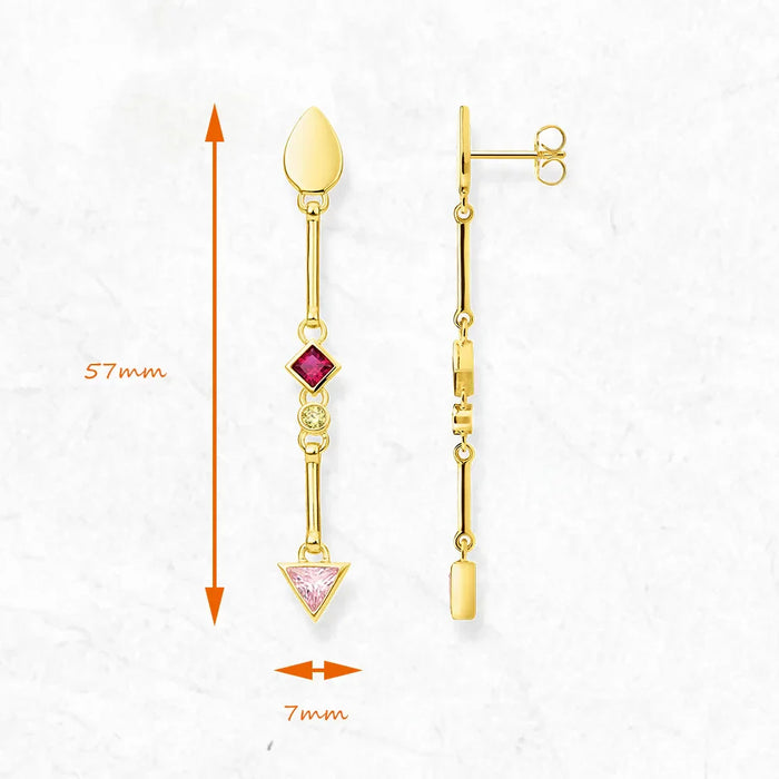 925 Sterling Silver Multicolour Stone Water Drop Earrings