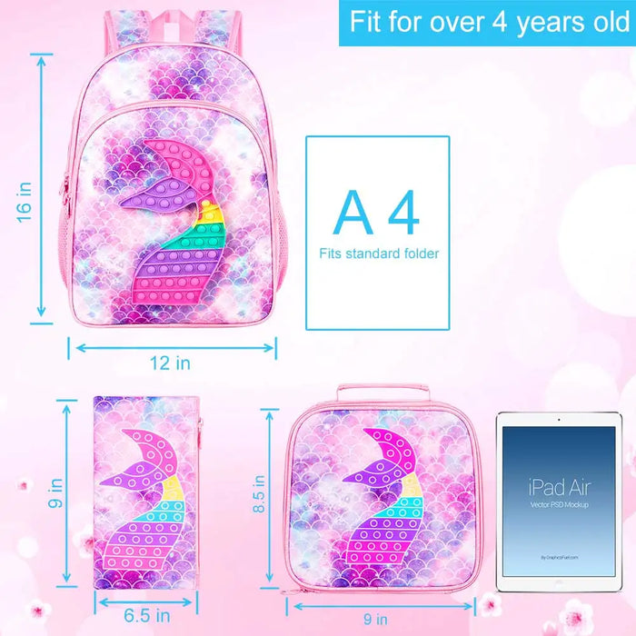 16 Inch Kids Backpack Lunch Box Set For Preschool