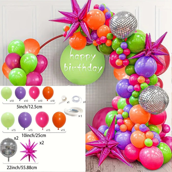 110Pcs Disco Balloon Garland Arch Kit Birthday Anniversary Graduation Holiday Indoor And Outdoor Decorations