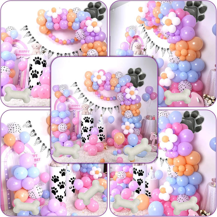 167Pcs Puppy Themed Arch Garland Set Dog Paw Pattern Balloon Suitable For Gender Reveal Birthday And Party Decorations