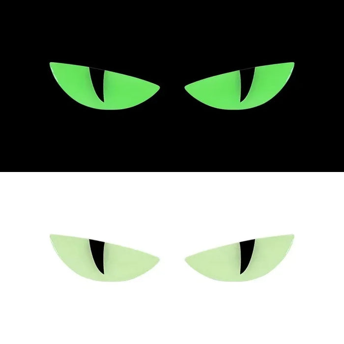 2Pcs 3D Luminous Motorcycle Headlight Stickers Devil'S Eye Cat Eye Night Decor Universal Fit