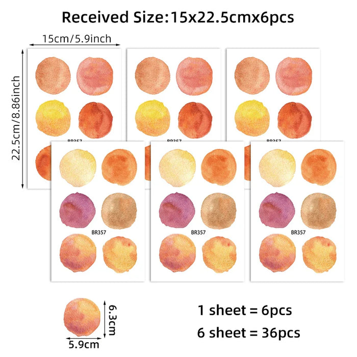 36Pcs Orange Watercolour Polka Dot Wall Stickers For Kids Room