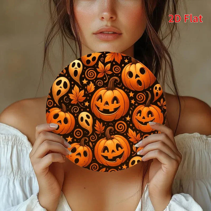 Retro Round Iron Sign Halloween Pumpkin Pattern For Bedroom Or Dining Room