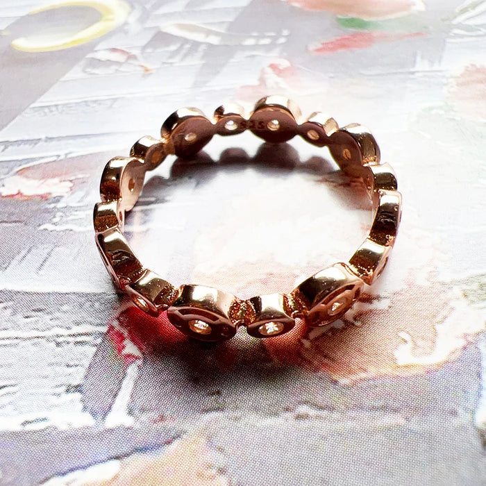 925 Sterling Silver Romantic Gift Rose Gold Ring For Women Real Fine Jewelry