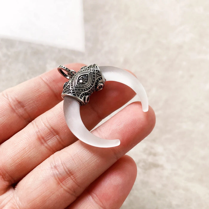 925 Sterling Silver Tiger Tooth Pendant Fashion Jewelry For Women