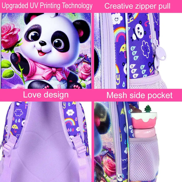 16 Inch Girls Panda Backpack Set With Lunch Box