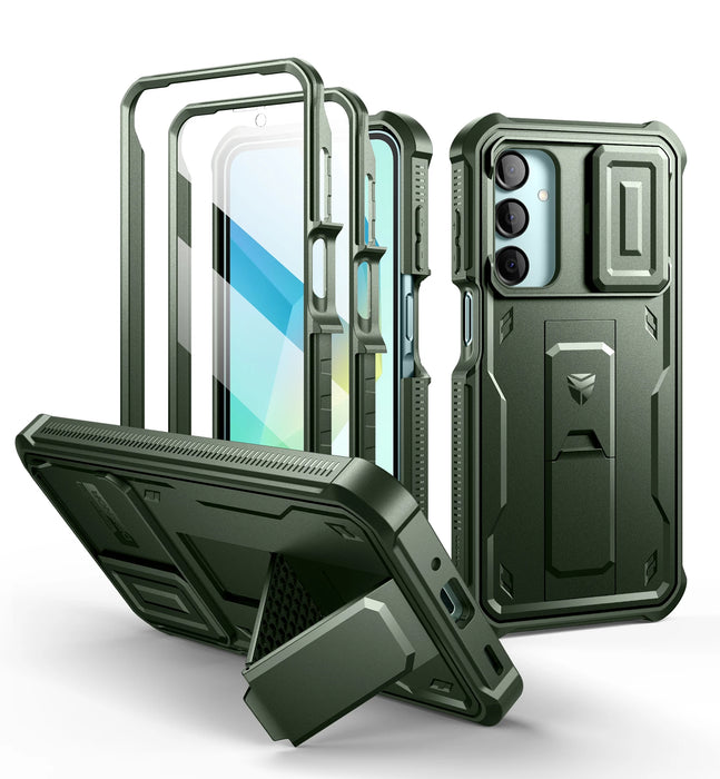 For Samsung Galaxy A16-5G Heavy Duty Military Grade Protection Shockproof Case With Bulit-In Magnetic Slide Camera Case