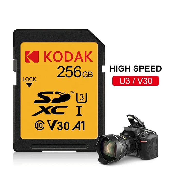 Kodak High Speed 100mb/s Sd Cards 256gb 128gb 64gb For Camera 4k Hd Slr Dv C10 A1 U3 V30 Uhs I