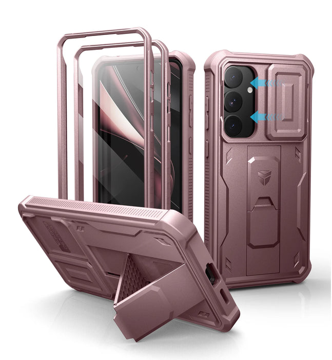 For Samsung Galaxy S25 Plus 2025 Full Body Rugged Kickstand Case With Camera Case & Built-In Screen Protector