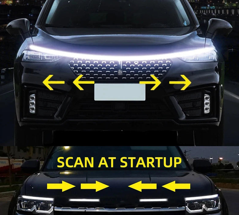 12V Led Drl Strip For Car Hood Decor Starting Scan Ambient Light