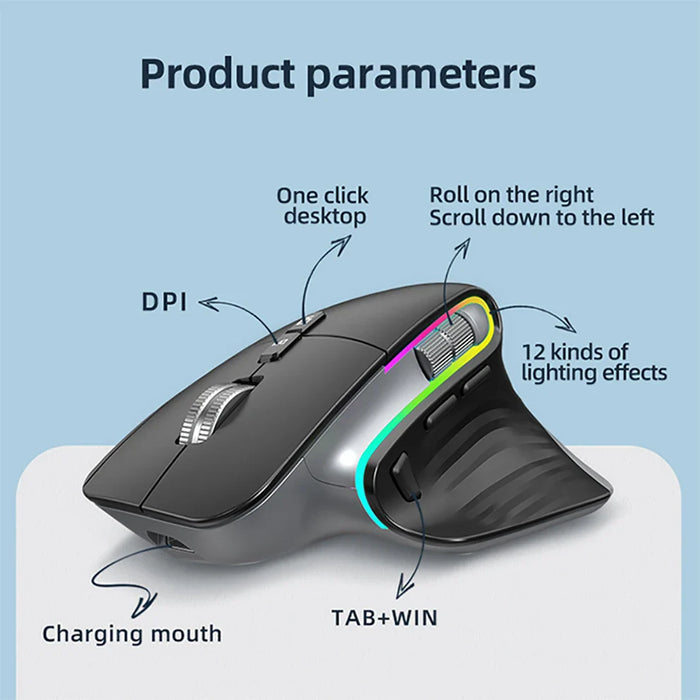 Wireless Multi Device Mouse Bluetooth 5.0 & 3.0 2.4G Ergonomic