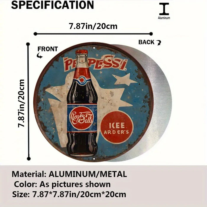 Retro Pepsi Metal Sign Colorful Cartoon Style